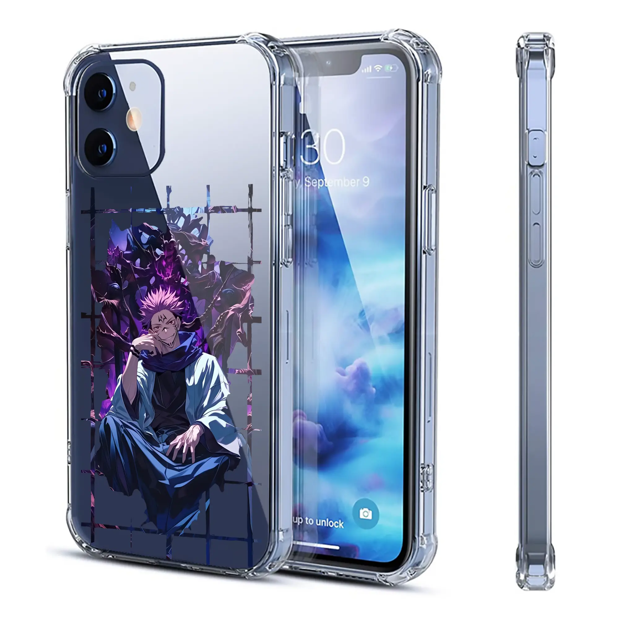 呪術廻戦 グッズ,両面宿儺 - IPhone 12シリーズ対応 ・ 透明スマホケース ・ クリアソフトケース ・ TPU素材 ・ 耐衝撃 ・ 高密着 ・ 防汚 防指紋 ・ 簡単着脱